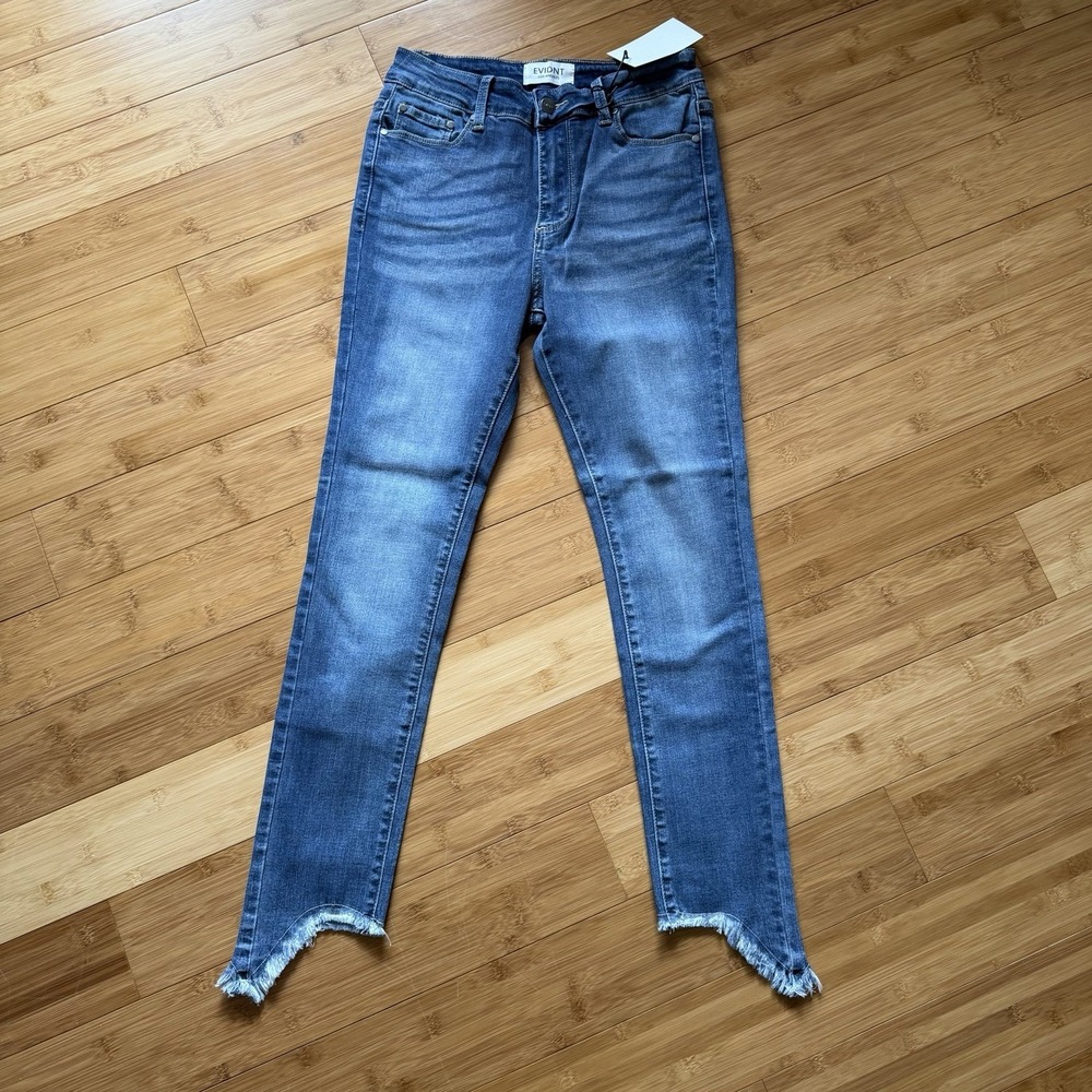 EVIDNT Verona Skinny Jeans Women 27 Blue Raw Hem Frayed Ankle‎ Stretch Denim - Picture 3 of 6
